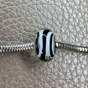 Helzberg Diamonds - Black and White Swirl Glass Charm